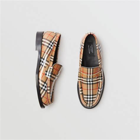 Burberry Gosha X Check Leather Loafers for Men 